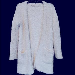 Pink Republic XS white fuzzy sweater.
